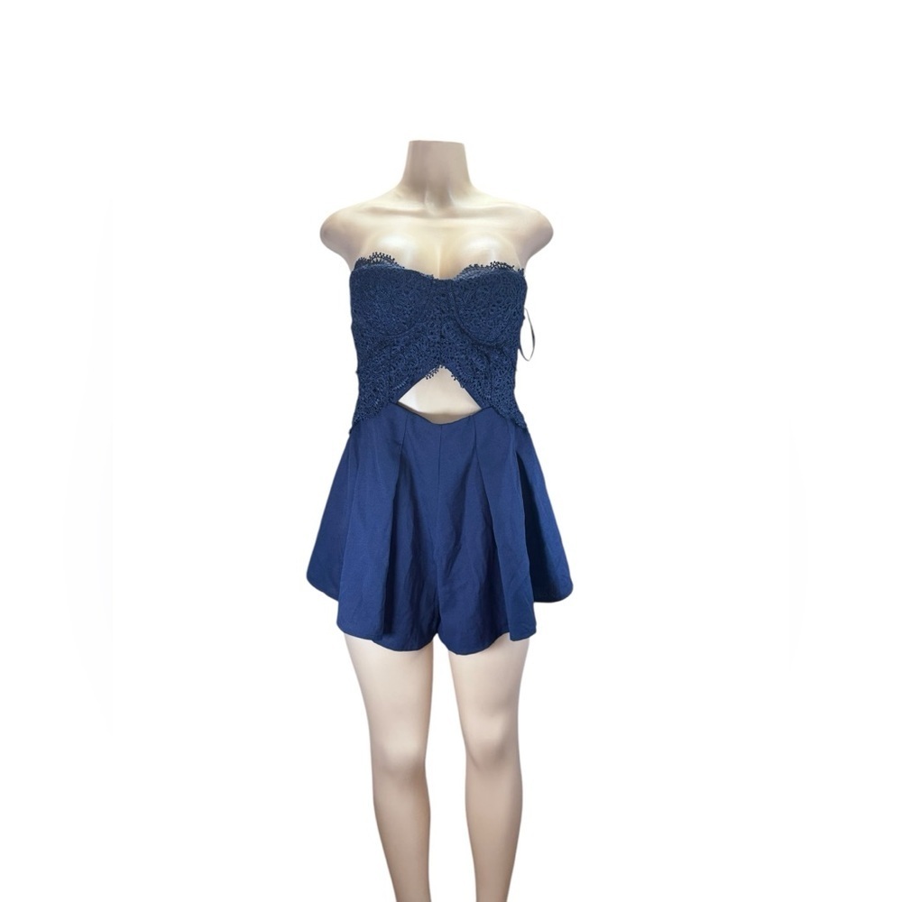 Angel Biba Blue Strapless Sweetheart romper. - Picture 3 of 7